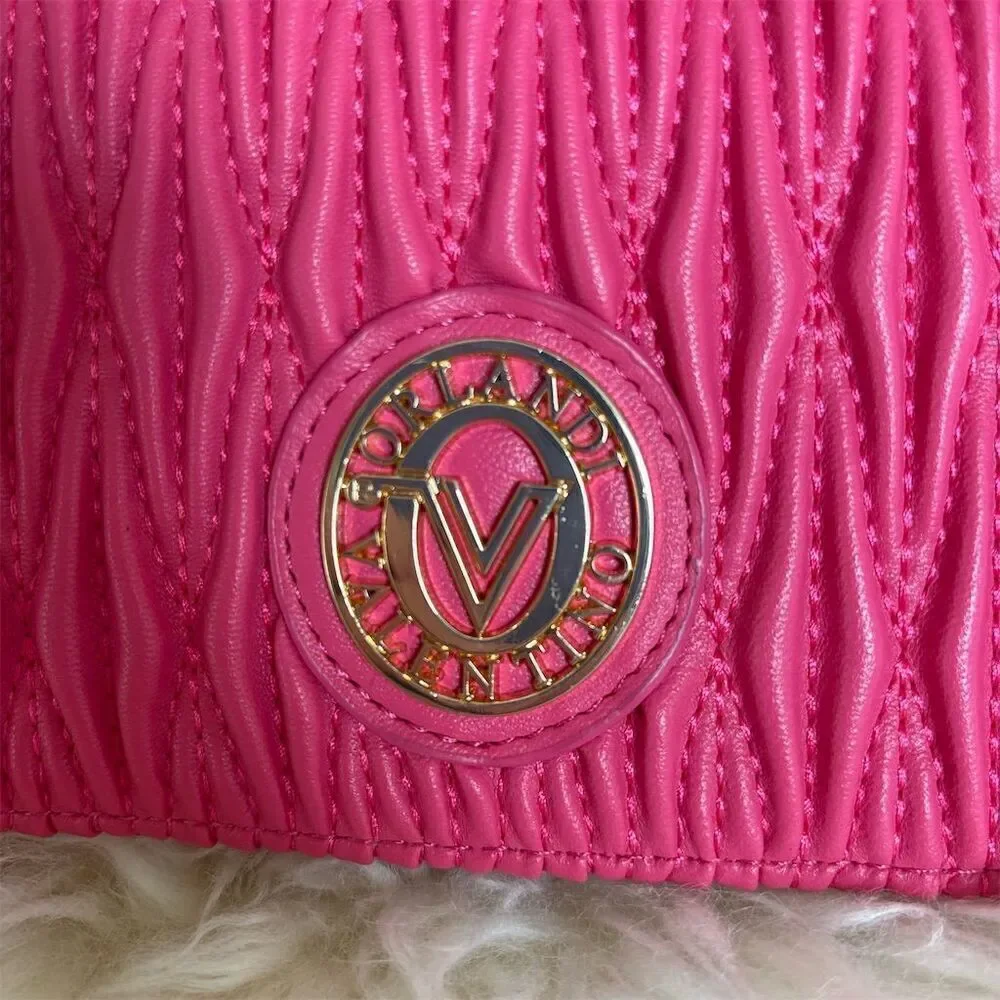 Valentino Orlandi Pink Quilted Crossbody Bag Adjustable Strap Women's